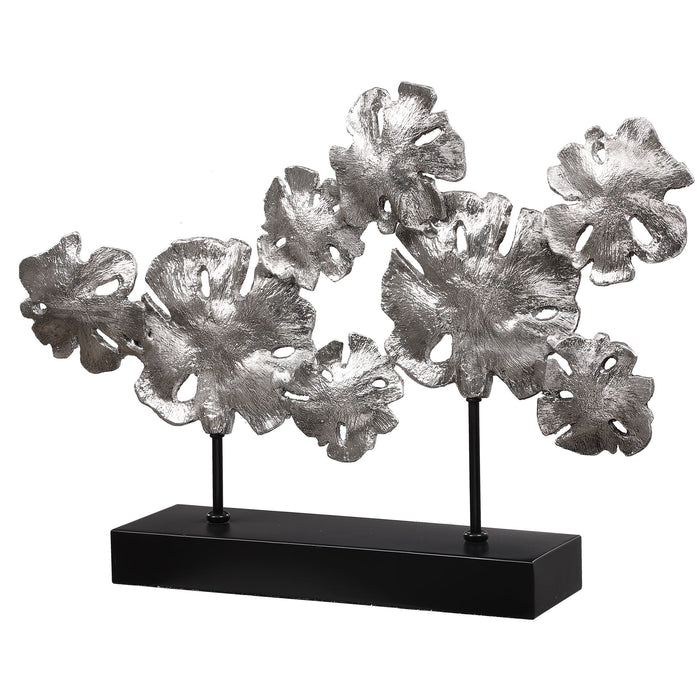 Contemporary Lotus - Sculpture - Black & Pearl Silver