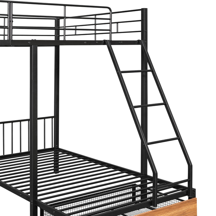Triple Bunk Bed With Drawers And Guardrails