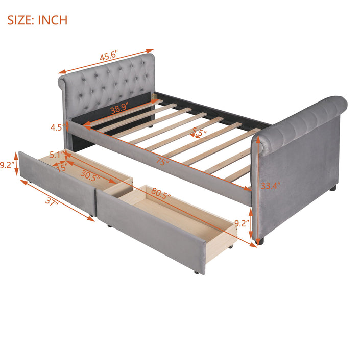 Upholstered Daybed, Wood Slat Support