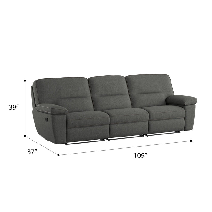 Alberta - 3 Seat Reclining Sofa - Charcoal Gray