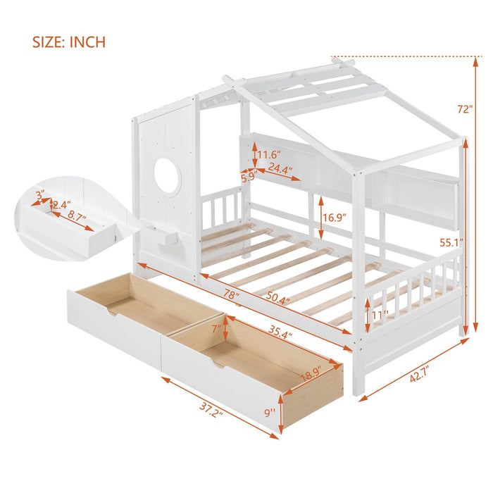 Modern Design House Bed With Storage Shelf