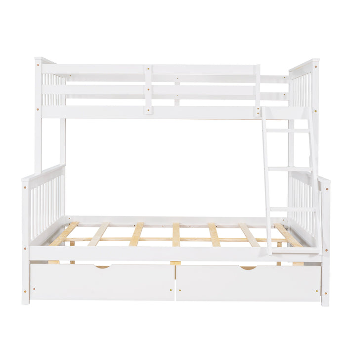 Bunk Bed With Ladders And 2 Storage Drawers