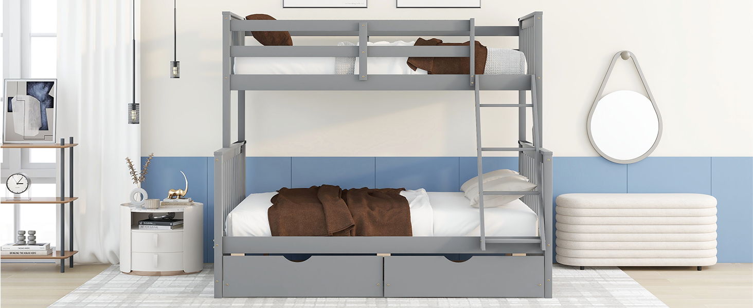 Bunk Bed With Ladders And 2 Storage Drawers