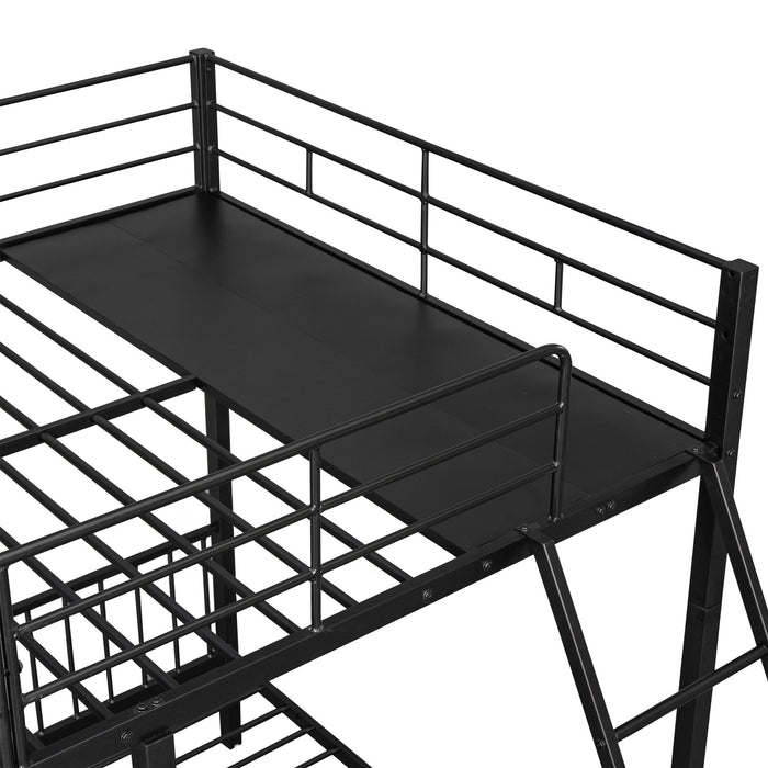 Triple Bunk Bed With Drawers And Guardrails