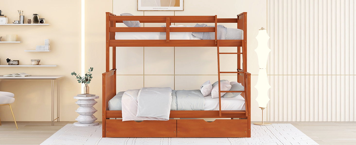 Bunk Bed With Ladders And 2 Storage Drawers