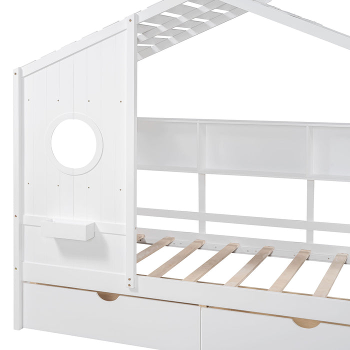 Modern Design House Bed With Storage Shelf