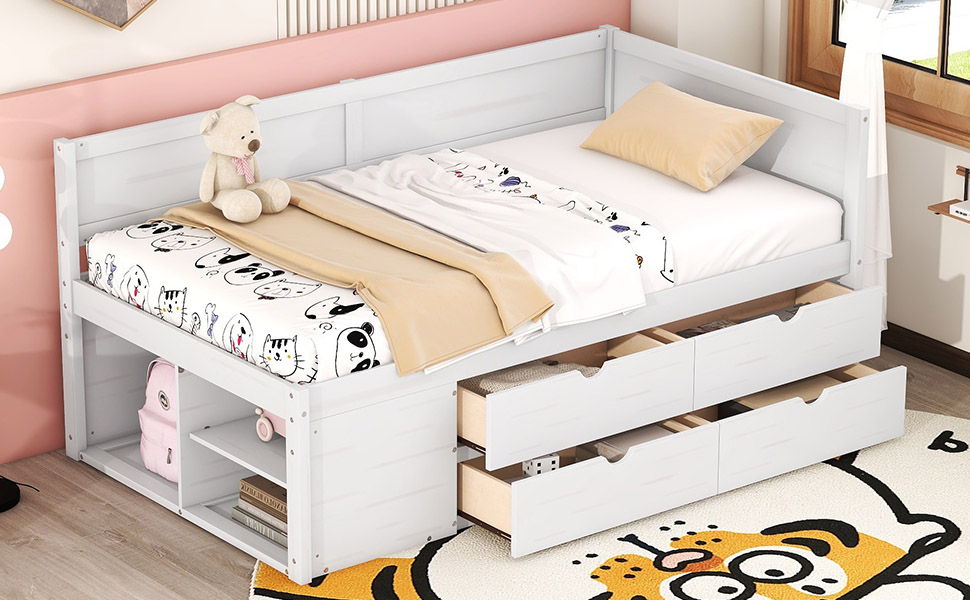 Daybed With Drawers And Shelves