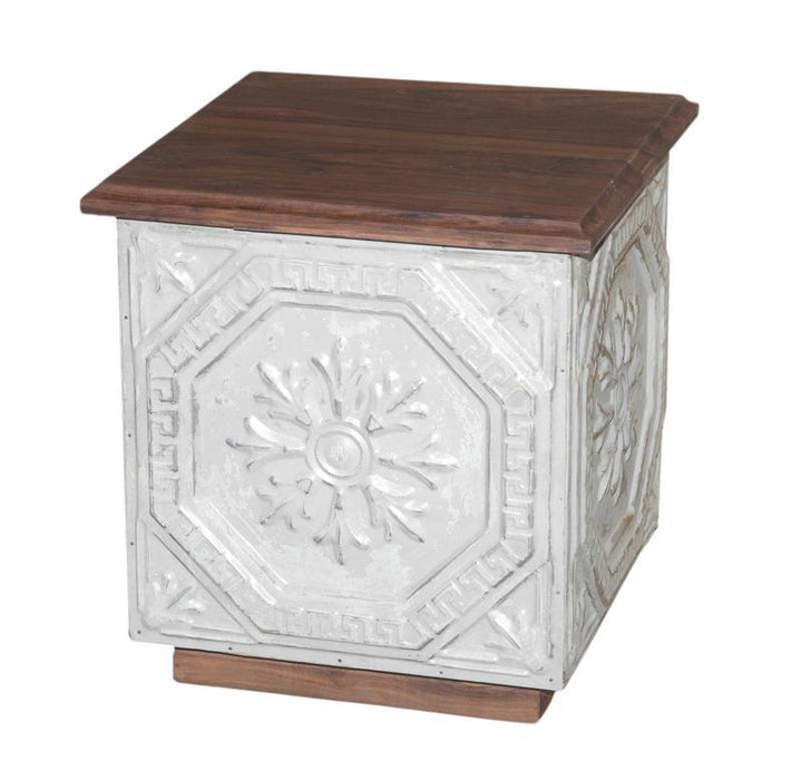 Wood Iron Side Table - White