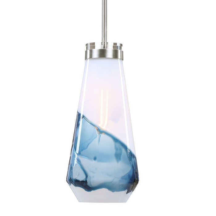 Windswept - 1 Light Mini Pendant - Blue & White