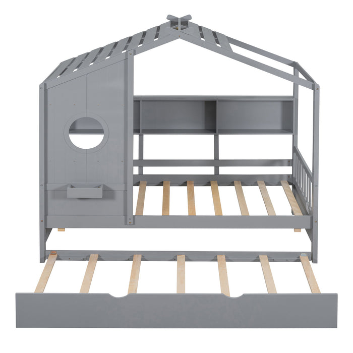 Modern Design House Bed With Storage Shelf