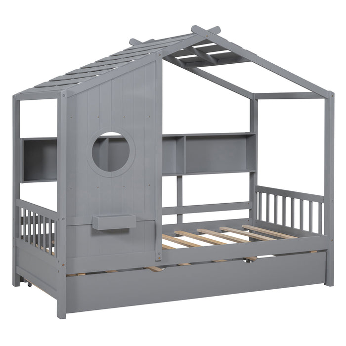 Modern Design House Bed With Storage Shelf