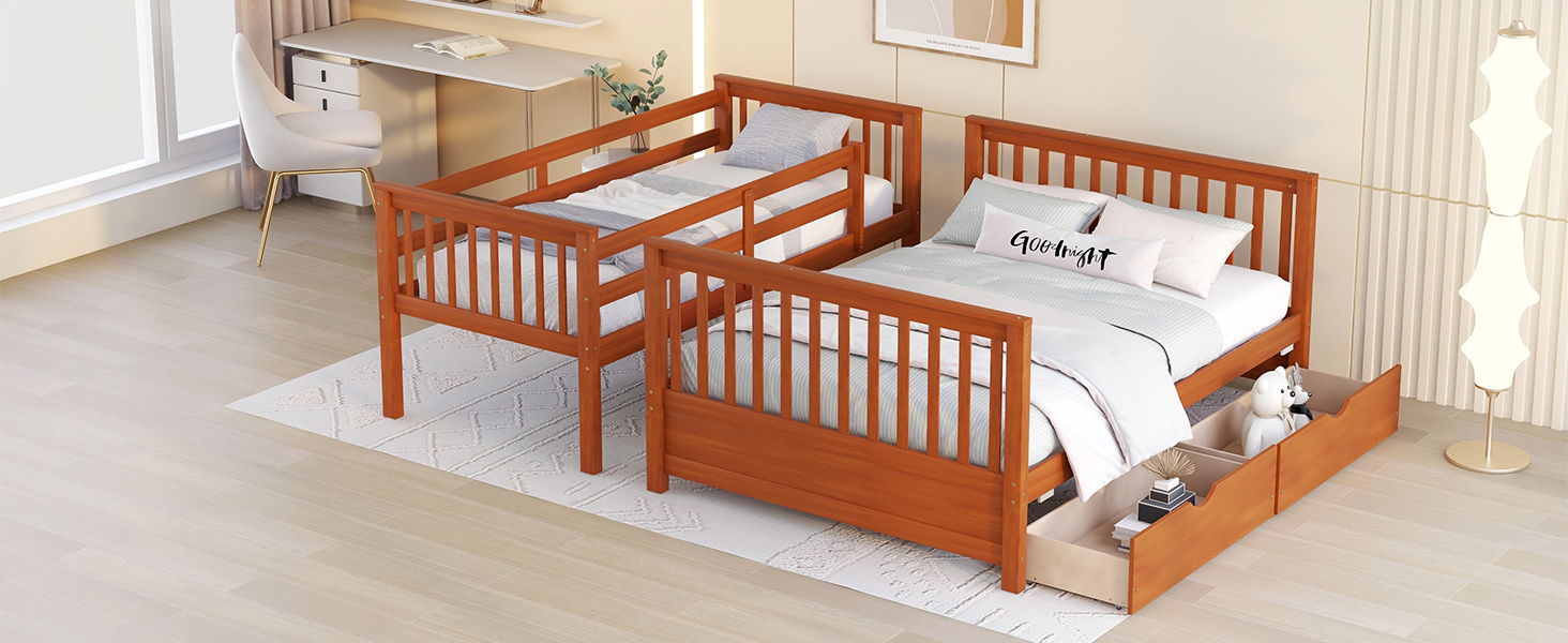 Bunk Bed With Ladders And 2 Storage Drawers