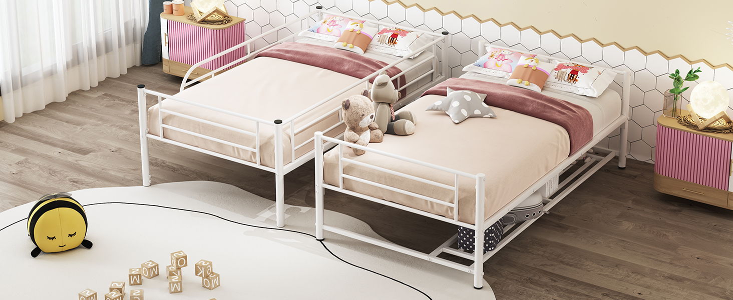 Metal Bunk Bed & Shelf And Guardrails