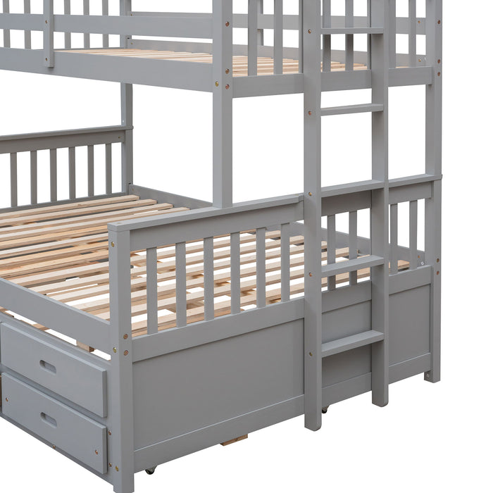 Bunk Bed With Twin Size Trundle And Drawers