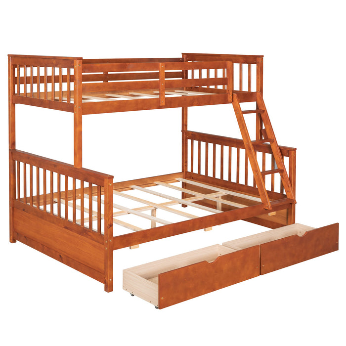 Bunk Bed With Ladders And 2 Storage Drawers