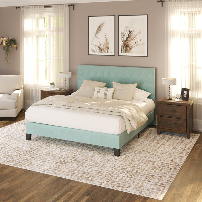 Amelia - Upholstered King Bed - Light Blue