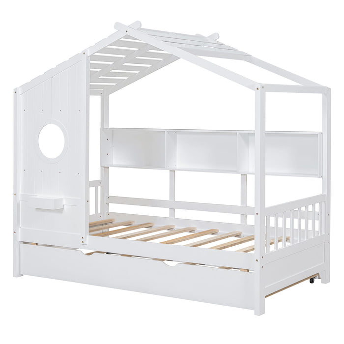 Modern Design House Bed With Storage Shelf