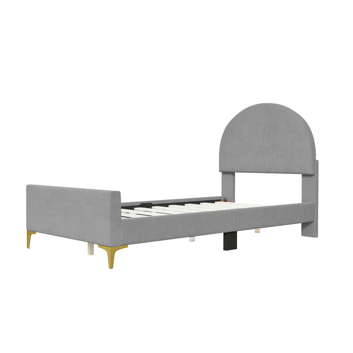 Upholstered Platform Bed With Classic Semi-Circle Shaped Headboard