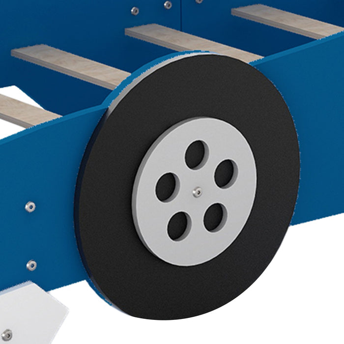 Race Car-Shaped Platform Bed With Wheels