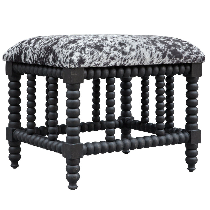 Rancho - Faux Cow Hide Small Bench - Black