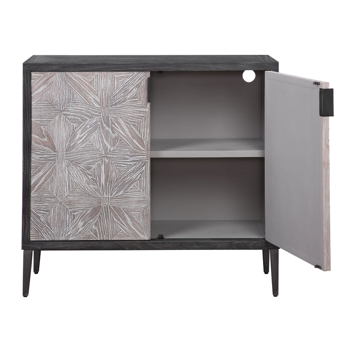 Laurentia - 2 Door Accent Cabinet - Black & Pearl Silver