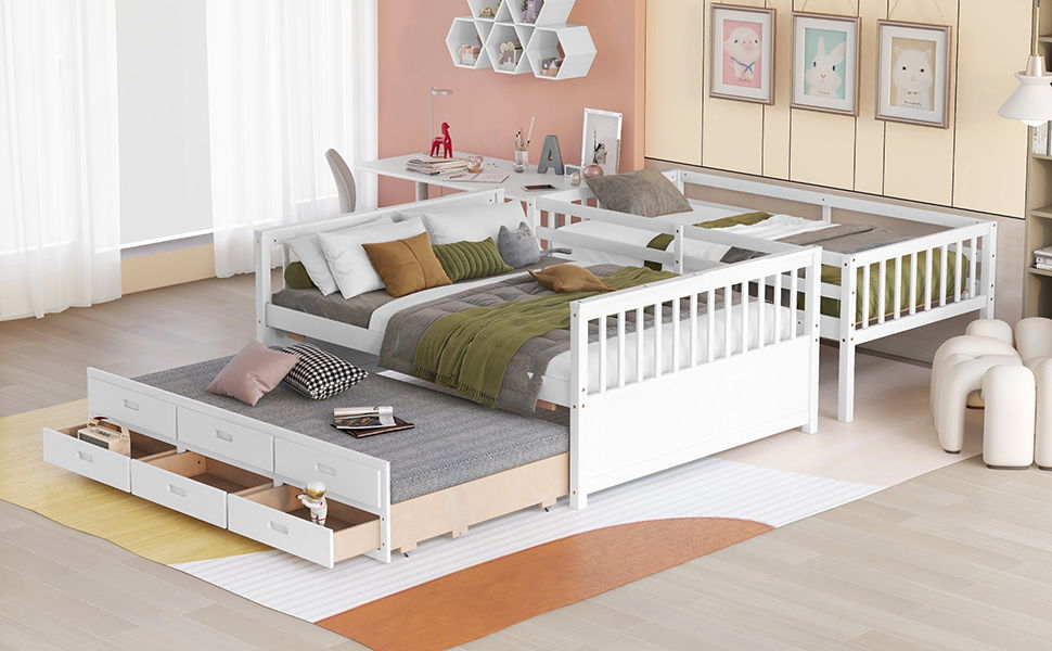 Bunk Bed With Twin Size Trundle And Drawers