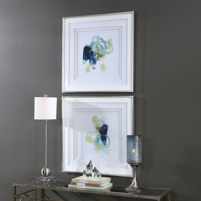 Integral Motion - Framed Prints (Set of 2) - Blue