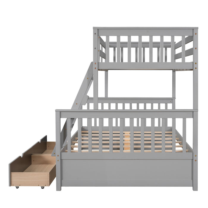 Bunk Bed With Ladders And 2 Storage Drawers