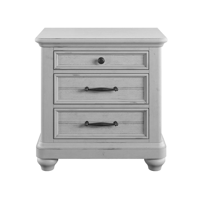 New Haven - Nightstand With USB - Oyster Shell