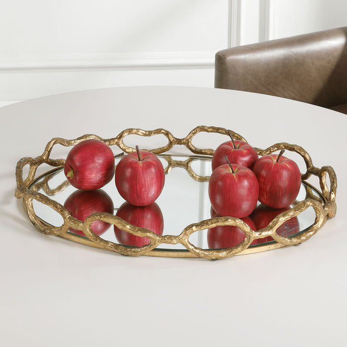 Cable - Chain Mirrored Tray - Gold