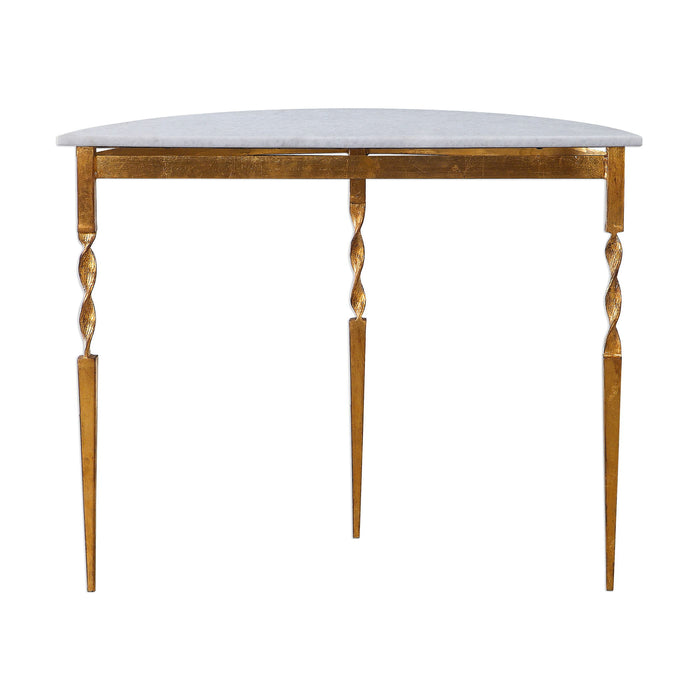 Imelda - Demilune Console Table - Gold & White