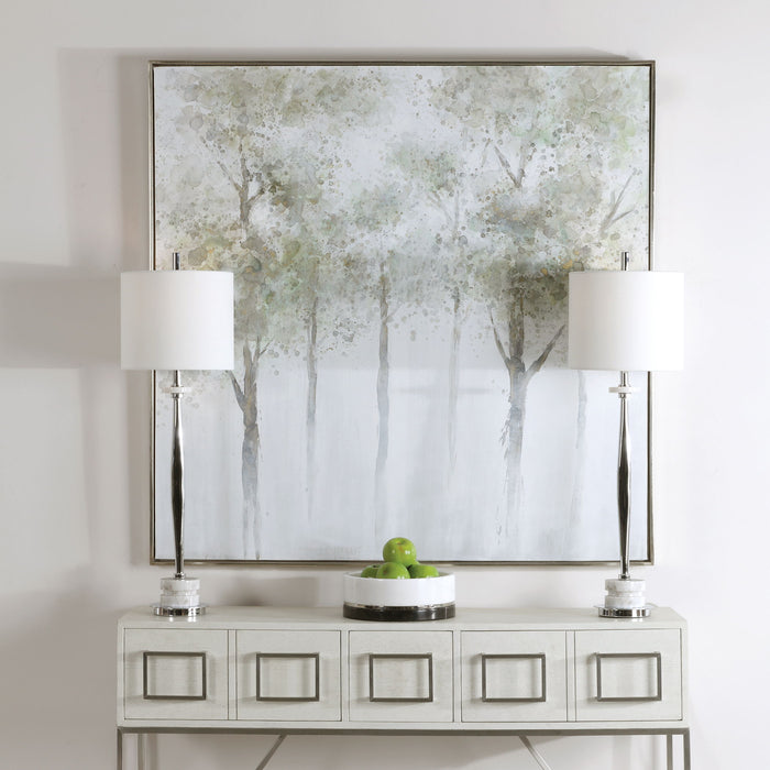 Calm Forest - Landscape Art - Pearl Silver