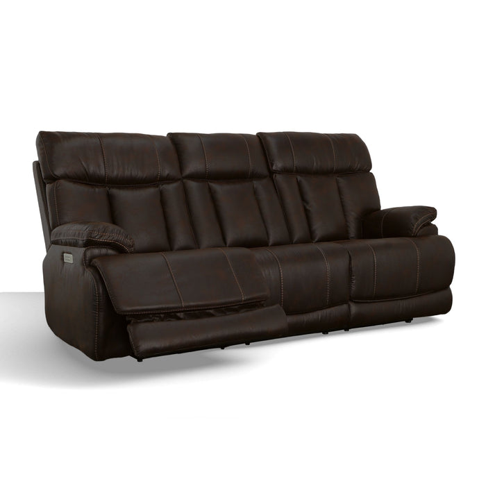 Clive - Power Reclining Sofa with Power Headrests & Lumbar - Dark Brown