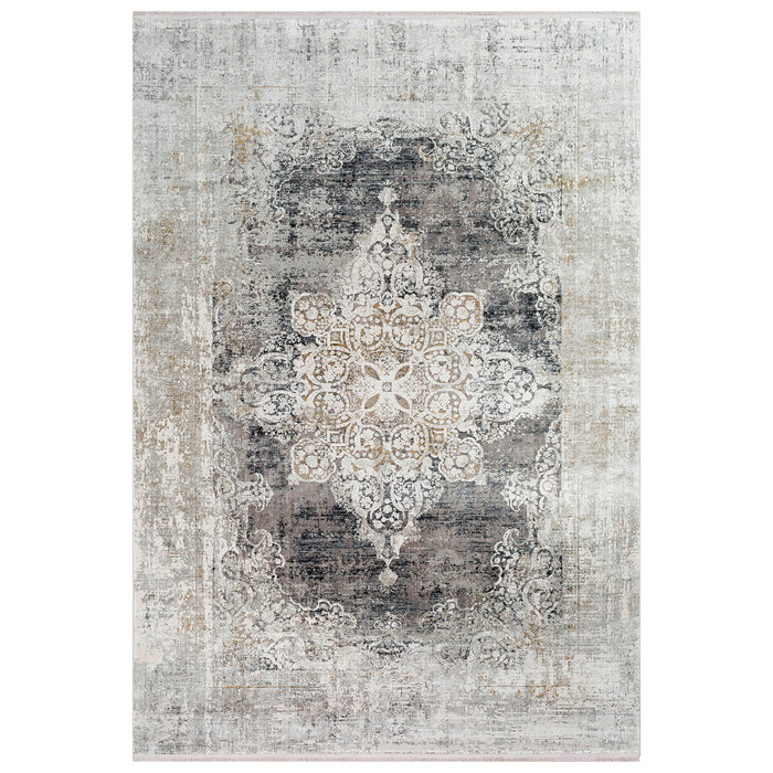 Poneto - Traditional 7.5 X 11 Rug - Pearl Silver