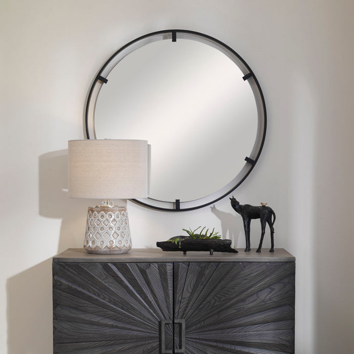 Cashel - Round Iron Mirror - Black