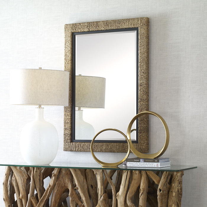 Island - Braided Straw Mirror - Light Brown