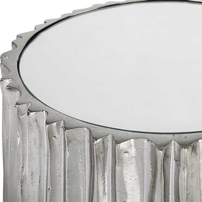 Echo - Modern Nickel Drink Table - Pearl Silver