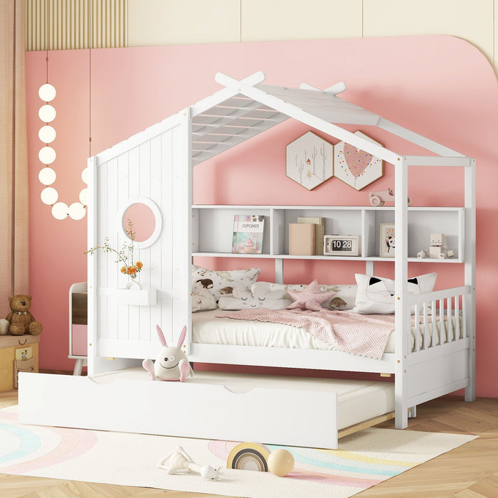 Modern Design House Bed With Storage Shelf