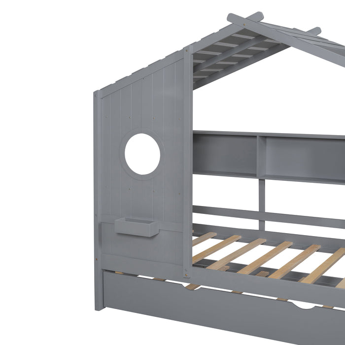 Modern Design House Bed With Storage Shelf