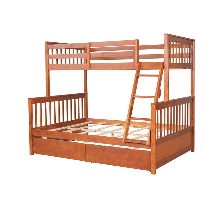 Bunk Bed With Ladders And 2 Storage Drawers