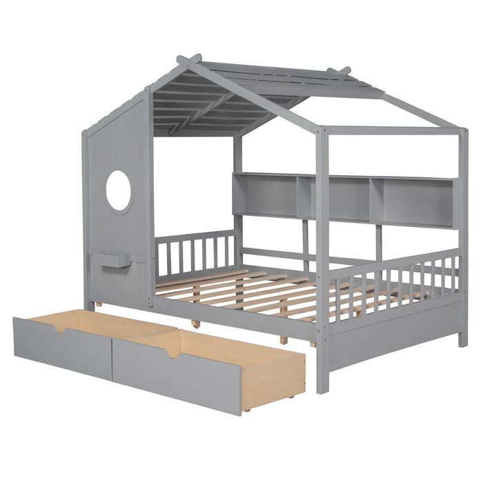 Modern Design House Bed With Storage Shelf