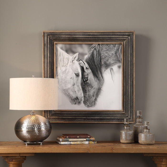 Custom Black And White Horses - Print - Dark Brown