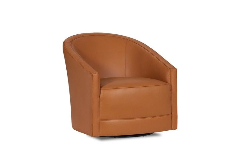 Classic Custom - Aguilar Swivel Leather Accent Chair - Coin