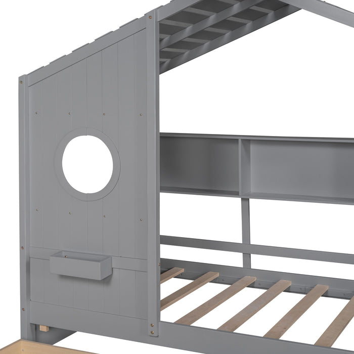 Modern Design House Bed With Storage Shelf
