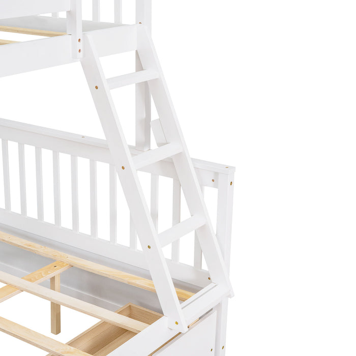 Bunk Bed With Ladders And 2 Storage Drawers