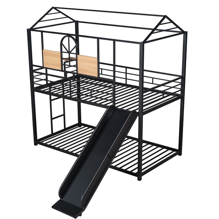 Metal Bunk Bed, Metal Housebed With Slide