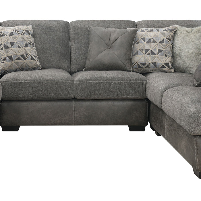 Berlin - 4 Piece Sectional - Gray Herringbone & Sanded Microfiber