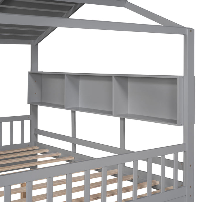 Modern Design House Bed With Storage Shelf