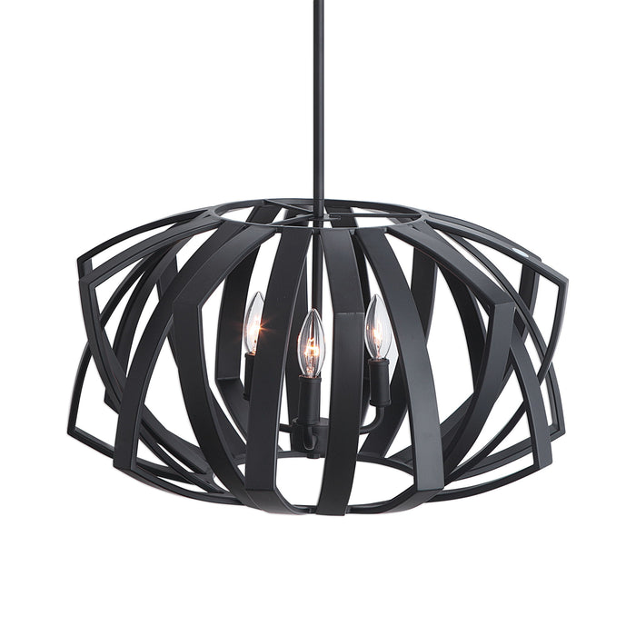 Thales - Geometric 3 Light Pendant - Black