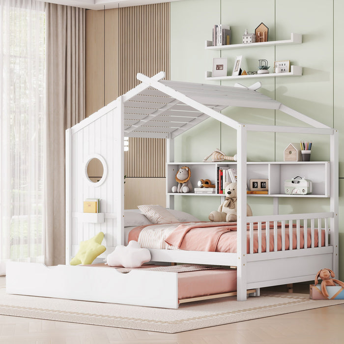 Modern Design House Bed With Storage Shelf